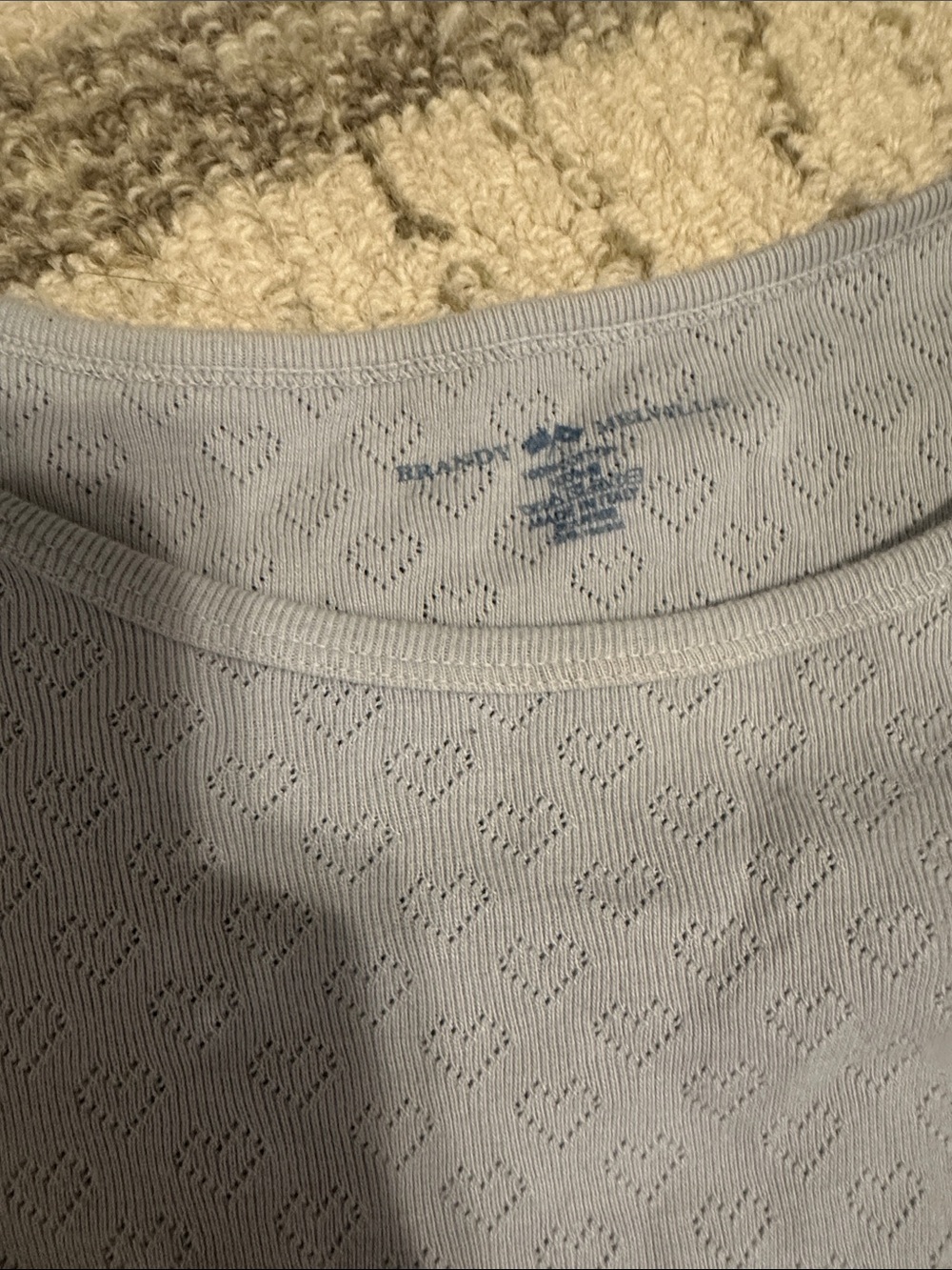 Brandy Melville Light Blue Textured Heart Crop Top - Picture 2 of 3